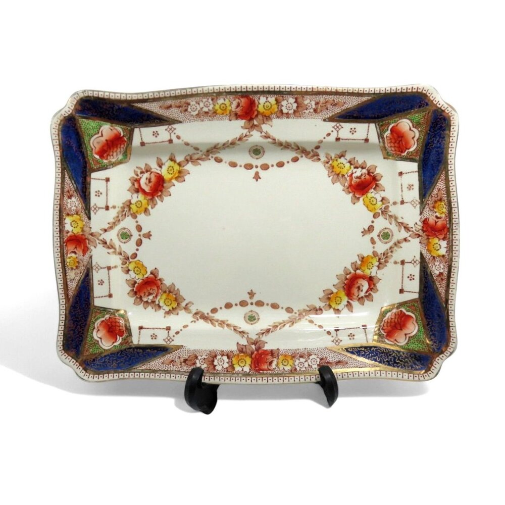A J Wilkinson Staffordshire Imari Platter Floral Vintage 13"